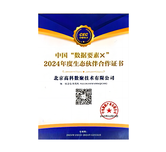 中国“数据要素×”2024年度生态伙伴合作证书